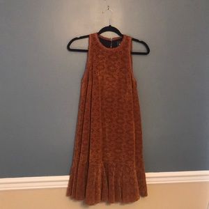 Suede Dress - Lace Cutout Design